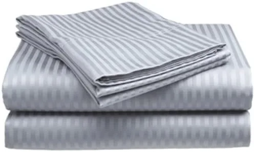 Vista 5 de Paquete de 2: Juego de 4 piezas - Juego de sábanas finas de 400 hilos 100% algodón Dobby Stripe (matrimonial, beige - beige)