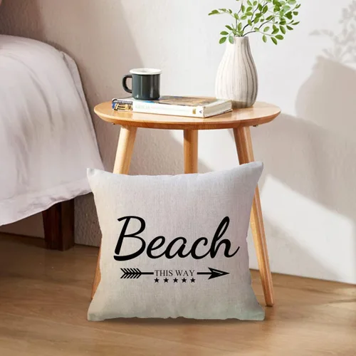 Vista 2 de ULOVE LOVE YOURSELF Juego de 2 fundas de almohada decorativas de playa negra con cita / estrellas de mar y estrellas de mar, fundas de almohada Negro