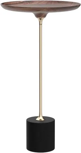 Vista 4 de COZYMATIC Castiglia - Mesa auxiliar redonda, mesa de centro con pedestal con mesa de madera, mesa de bebidas, mesa de sofá para sala de estar