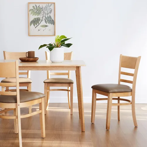 Vista 9 de Livinia Canberra 47.2" Mesa de comedor rectangular de madera/Mesa de cocina de roble malayo moderno de mediados de siglo (roble natural) Solo mesa