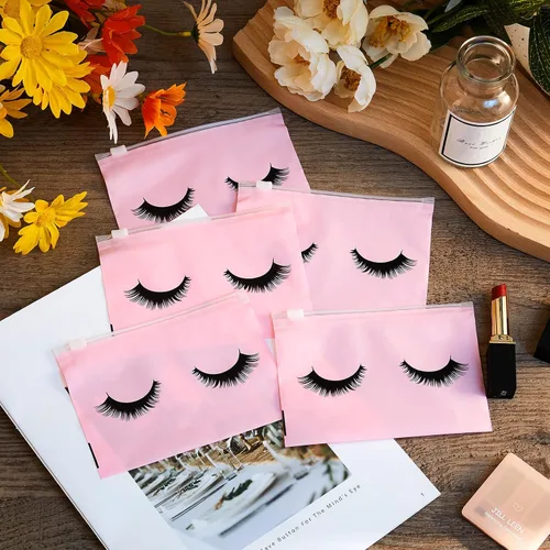 Vista 5 de Tenare 100 bolsas de maquillaje de pestañas, bolsas de pestañas para clientes, cuidado posterior de pestañas, bolsa de plástico impermeable