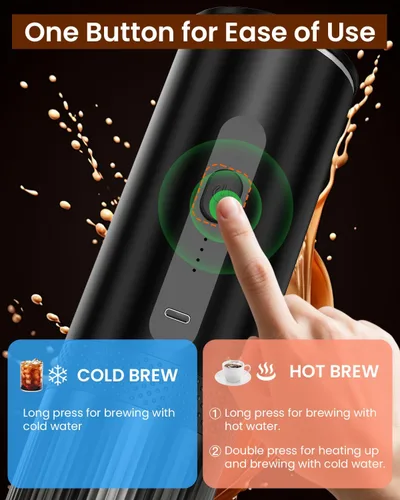 Vista 3 de Portable Espresso Maker, Electric Espresso Machine for Travel, Camping, Rechargeable USB-C Mini Coffee Maker for NS Capsule Pods and Ground Coffee