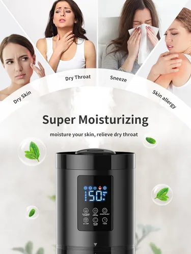 Vista 6 de Humidificadores de 8L para Dormitorio, 30dB Silencioso, Cobertura de 500 pies², Tiempo de Funcionamiento de 60H, Llenado Superior, Humidificador