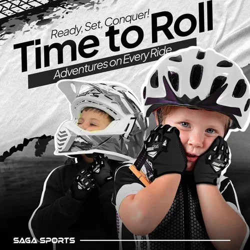 Vista 4 de Guantes de motocross juveniles, protección profesional para motociclistas de cross y BMX, equipo de alto rendimiento para niños y niñas, diseñados