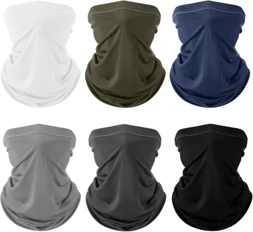 Vista 25 de Geyoga 6 piezas de protección UV para el verano, polaina de cuello refrescante, ropa para la cara, polaina para cuello, bufanda, protector solar