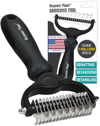 Vista 17 de Maxpower Planet Rastrillo para Perros y Cepillo de Pelo de Perro - Remueve Suavemente el Subpelo Suelto, Nudos y Enredos - Herramienta de Deslanado