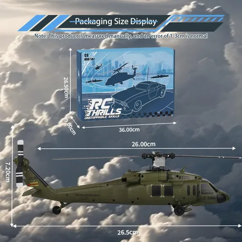 Vista 7 de Modelo de helicóptero WL K170 RC, BK Hawk UH-60L 170 tamaño 4CH Flybarless helicóptero con acelerador ajustable izquierdo y derecho (versión RTF)