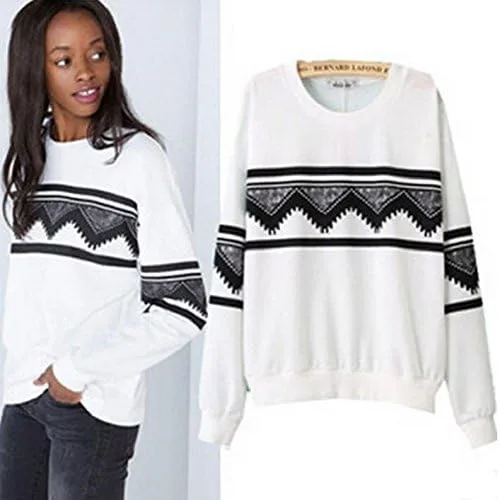 Vista 2 de Towallmark (TM)Moda Europa Mujer Étnica Impresión Blusa Sudadera Sudadera Sudadera con capucha (S)