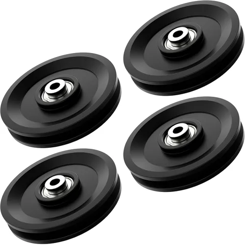 Vista 9 de Rueda de polea de cable de 115mm/4.5", accesorio universal de polea de rodamiento de nailon para gimnasio, sistema de polea de peso de reemplazo