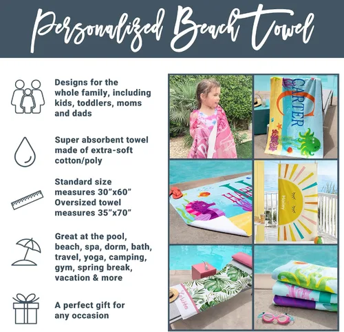 Vista 4 de Let's Make Memories Toalla de playa personalizada – Toalla de playa única – Inspirada en el ejército – Toalla de piscina personalizada – De gran
