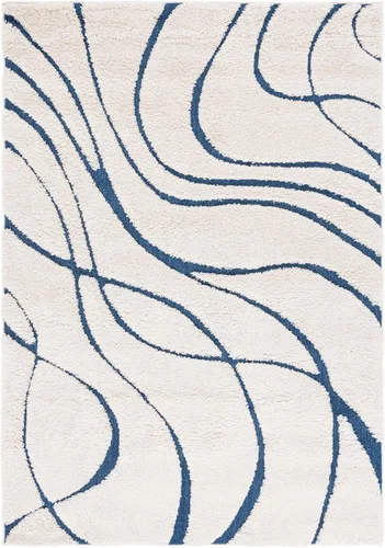 Vista 89 de Safavieh Florida Shag Collection - Alfombra de área de 2 x 3 pies, color crema/beige, diseño geométrico, felpa de 1.2 pulgadas de grosor, ideal
