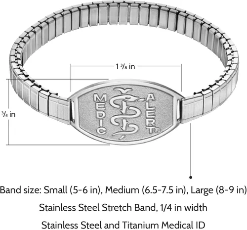Vista 2 de MEDICALERT Medical Alert Bracelets For Women Men - Medical Id Bracelets Stretch Band USA Foundation Custom Engraving Bracelet