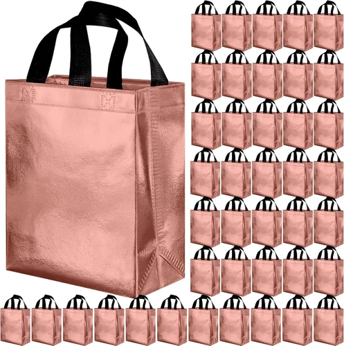 Vista 16 de BLEWINDZ 100 bolsas de regalo reutilizables medianas con asas - Ideales para obsequios de fiestas y bolsas de compras (10 colores)