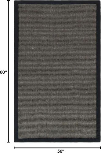 Vista 146 de Alfombra de sisal Safavieh, de color maíz y negro, tejida a mano, de la colección de fibras naturales; 5 x 8 pulgadas, NF441A, Tela, Gris / Gris