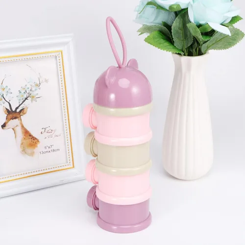 Vista 2 de Alipis Caja portátil de leche en polvo de 4 capas para almacenamiento de fórmula de bebé, contenedor apilable de leche infantil con compartimentos a