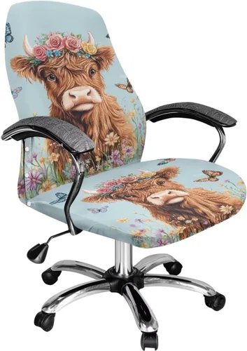 Vista 35 de 250 Years of Glory - Funda para silla de trabajo con diseño de águila calva, diseño de margarita y bandera estadounidense, funda giratoria acolchada