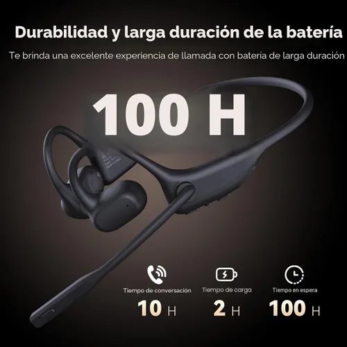 Vista 6 de CXK Auriculares de oreja abierta con micrófono, auriculares inalámbricos con cancelación de ruido AI, Bluetooth 5.3, auriculares Bluetooth