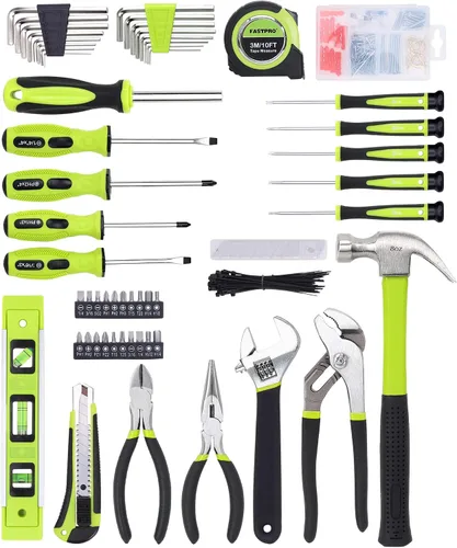 Vista 3 de FASTPRO Juego de herramientas de reparación del hogar de 215 piezas con bolsa de almacenamiento abierta de boca ancha de 12 pulgadas, kit de Verde