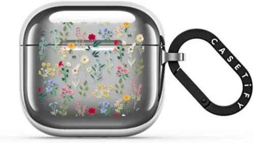 Vista 5 de Funda para AirPods con espejo de CASETiFY (4ª generación) con anillo - Black Kingsnake - Plateado
