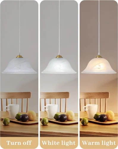Vista 8 de Luces colgantes de isla para cocina, lámpara colgante dorada vintage de 11.8 pulgadas, lámpara colgante de vidrio esmerilado, 1 paquete, luces