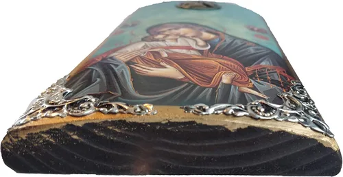 Vista 3 de Iconsgr Icono de madera griego ortodoxo cristiano de madera de la Virgen María Madre de Jesús / K30