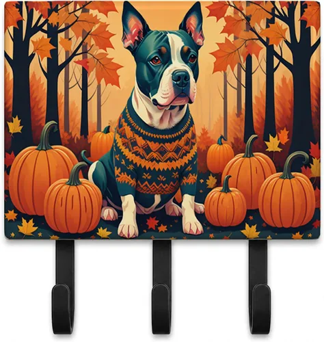 Vista 27 de Affenpinscher - Correa de otoño o llavero Affenpinscher Fall artwork on ceramic tile with three steel hooks for keys, leashes, towels
