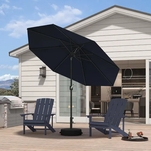 Vista 41 de PURPLE LEAF Sombrilla LED para patio y piscina, 5 x 8 pies, con base para Beige