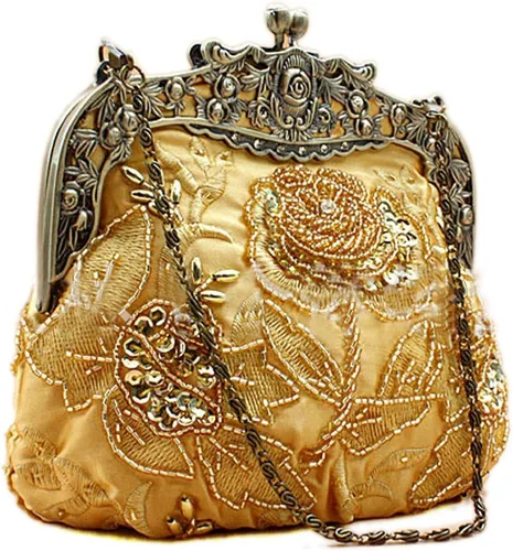 Vista 2 de Belsen Bolsos de noche de flores de lentejuelas con cuentas vintage para mujer