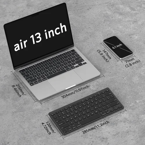 Vista 3 de OMOTON Teclado Bluetooth compatible con Mac, teclado inalámbrico compacto compatible con MacBook Pro/Air, iMac, Mac mini/Pro Laptop y PC, negro
