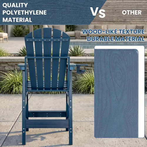 Vista 5 de FUNBERRY Tall Adirondack Chair Set of 2 with Tables, High Top Balcony Chair