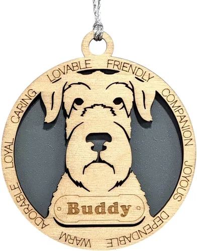 Vista 139 de Adorno de Navidad personalizado para perro Cavalier King Charles Spaniel, redondo de 3 pulgadas, madera cortada con láser de 2 capas, nombre y texto
