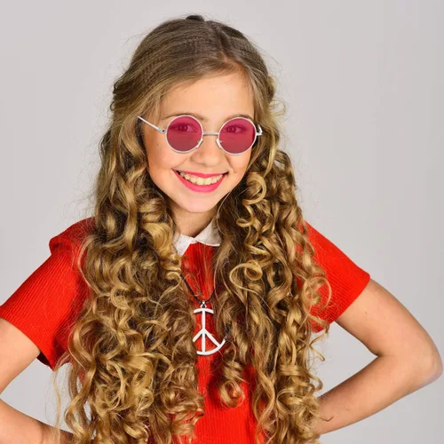 Vista 7 de Juego de accesorios hippie para vestirse con gafas hippie y collar con signo de la paz