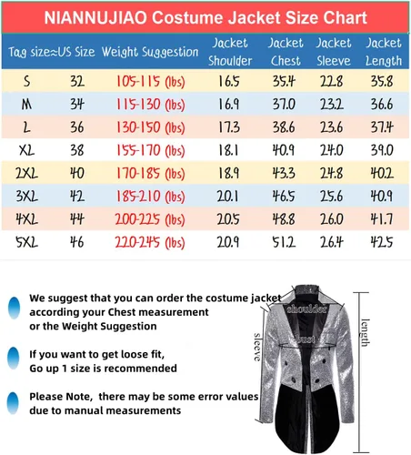 Vista 3 de Men Halloween Costume Jacket Sequins Tux Swallowtail Suit for Wedding Dinner Party Ringmaster Show Blazer