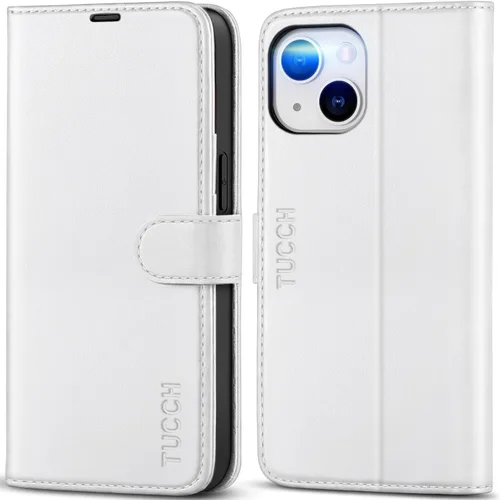 Vista 24 de TUCCH Funda Tipo Billetera para iPhone 13 (6.1") 2021, con Bloqueo RFID, con Soporte para 3 Tarjetas, de Piel Sintética, Tipo Folio
