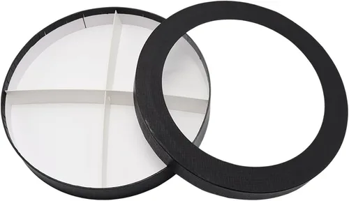 Vista 5 de WENPACK Caja de regalo de 12.5" de cartón en forma redonda con flores de papel maché para charcutería, embalaje para fresas y dulces con tapa Negro