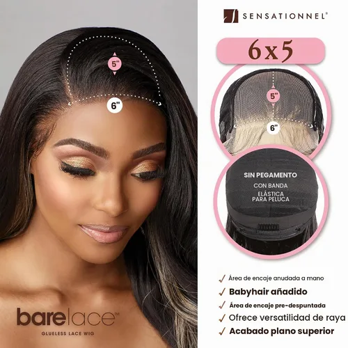Vista 2 de Sensationnel Bare Lace 6x5 Lacewig-Unit 1, 1 JETBLACK