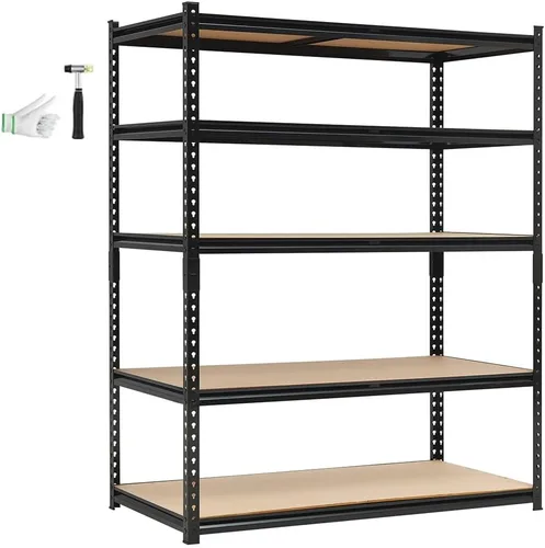 Vista 9 de Estantería de garaje resistente, estantes de almacenamiento ajustables de 5 niveles, 36 x 18 x 72 pulgadas, cargas de 3000 libras, estantería