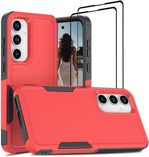 Vista 261 de Jeylly Compatible con Samsung Galaxy A22 5G Funda, Funda Samsung A22 5G con 2pcs protectores de pantalla de vidrio templado