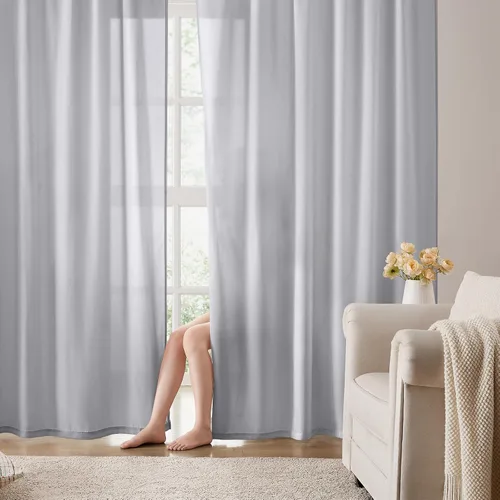 Vista 25 de HOMEIDEAS - Cortinas semitransparentes de privacidad blancas que no se transparentan, 52 x 96 pulgadas Blanco