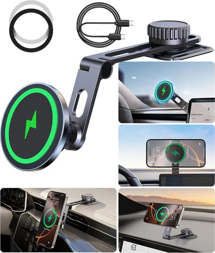 Vista 13 de Soporte plegable de succión al vacío: soporte magnético para teléfono de automóvil para magsafe, brazo de aleación aeroespacial, el mejor
