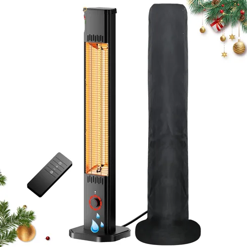 Vista 7 de Calentador de exterior para patio de 1500 W, temporizador de 8 horas, impermeable, calentador eléctrico infrarrojo para patio, calefacción de 8