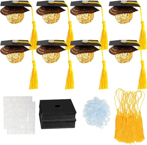 Vista 39 de Gyufise 24 piezas Adornos para pastel de graduación 2026 con purpurina negra, clase de 2026, adornos para magdalenas con gorra de graduación