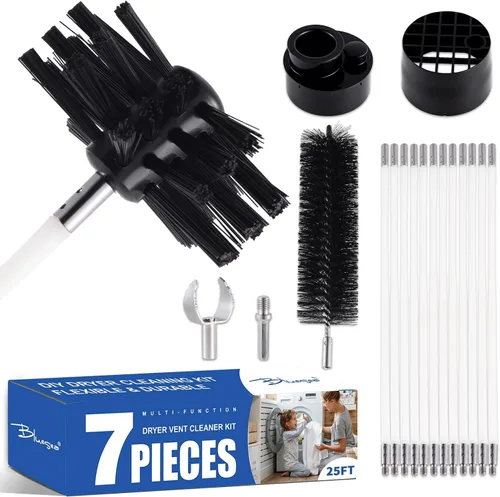 Vista 10 de BLuesea Kit de limpieza de ventilación de secadora, kit de limpieza de secadora de 15 piezas, incluye cepillo de ventilación de secadora de 30 pies