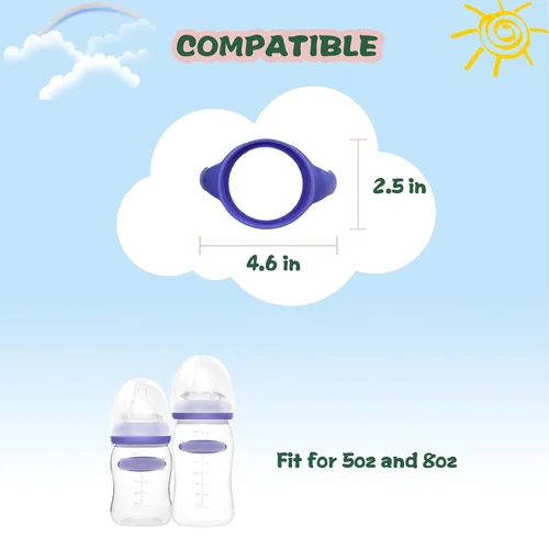 Vista 2 de Asas para biberones compatibles con biberones Lansinoh, accesorios para biberones, paquete de 4 Púrpura