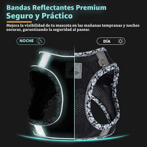 Vista 5 de Juego de arnés y correa para perro, arnés sin tirones para perros pequeños, fácil caminar, suave y transpirable, arnés para perros pequeños, arnés