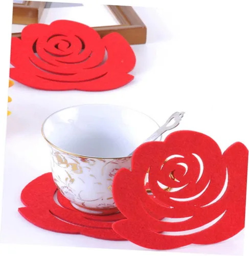 Vista 9 de Posavasos de fieltro, 18 unidades, decoración de banquetes, tazas para fiestas, manteles individuales para bebidas, no tejidos, posavasos de boda