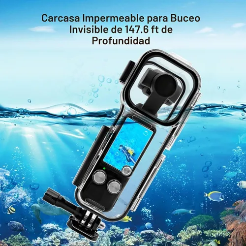 Vista 3 de PULUZ Funda de buceo para DJI Osmo Pocket 3 Funda impermeable PC carcasa protectora 147.6 ft/147 pies cubierta de buceo submarino con accesorios
