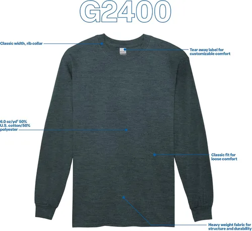 Vista 31 de Gildan - Camiseta de manga larga de algodón ultra estilo G2400 para adultos, paquete múltiple