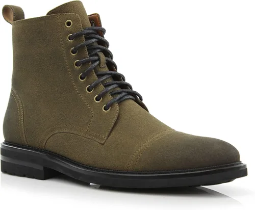 Vista 11 de Polar Fox Botas de tobillo para hombre Colección de botas casuales con cordones Estilos de punta redonda y punta lisa 1. Negro y lana