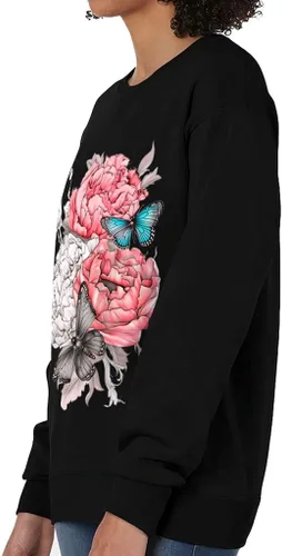 Vista 2 de Flower Design Crewneck Sweatshirt - Kawaii Women's Sweatshirt - Cool Printed Sweatshirt